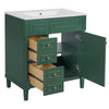 Xyra Freestanding Sink & Cabinet Vanity | Emerald Green Wood 30"