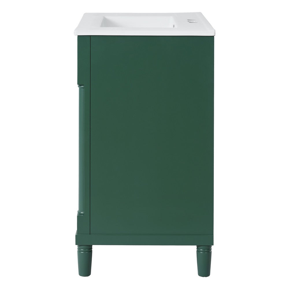 Xyra Freestanding Sink & Cabinet Vanity | Emerald Green Wood 30"