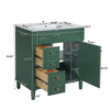 Xyra Freestanding Sink & Cabinet Vanity | Emerald Green Wood 30"