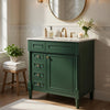Xyra Freestanding Sink & Cabinet Vanity | Emerald Green Wood 30"