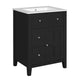 Ryla Bathroom Ceramic Basin Vanity | 2 Drawers | 1 Cabinet Door | Black 24"