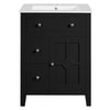 Ryla Bathroom Ceramic Basin Vanity | 2 Drawers | 1 Cabinet Door | Black 24"