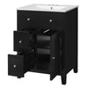 Ryla Bathroom Ceramic Basin Vanity | 2 Drawers | 1 Cabinet Door | Black 24"