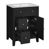 Ryla Bathroom Ceramic Basin Vanity | 2 Drawers | 1 Cabinet Door | Black 24"