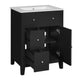 Ryla Bathroom Ceramic Basin Vanity | 2 Drawers | 1 Cabinet Door | Black 24"