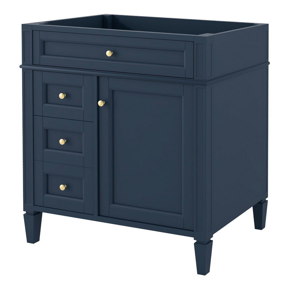 Zake Bathroom Vanity Cabinet with Tip-Out Drawers | Blue Wood 29"
