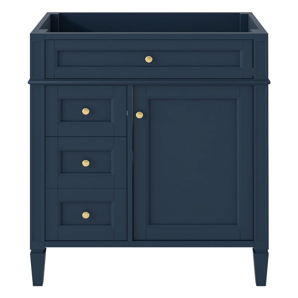 Zake Bathroom Vanity Cabinet with Tip-Out Drawers | Blue Wood 29"
