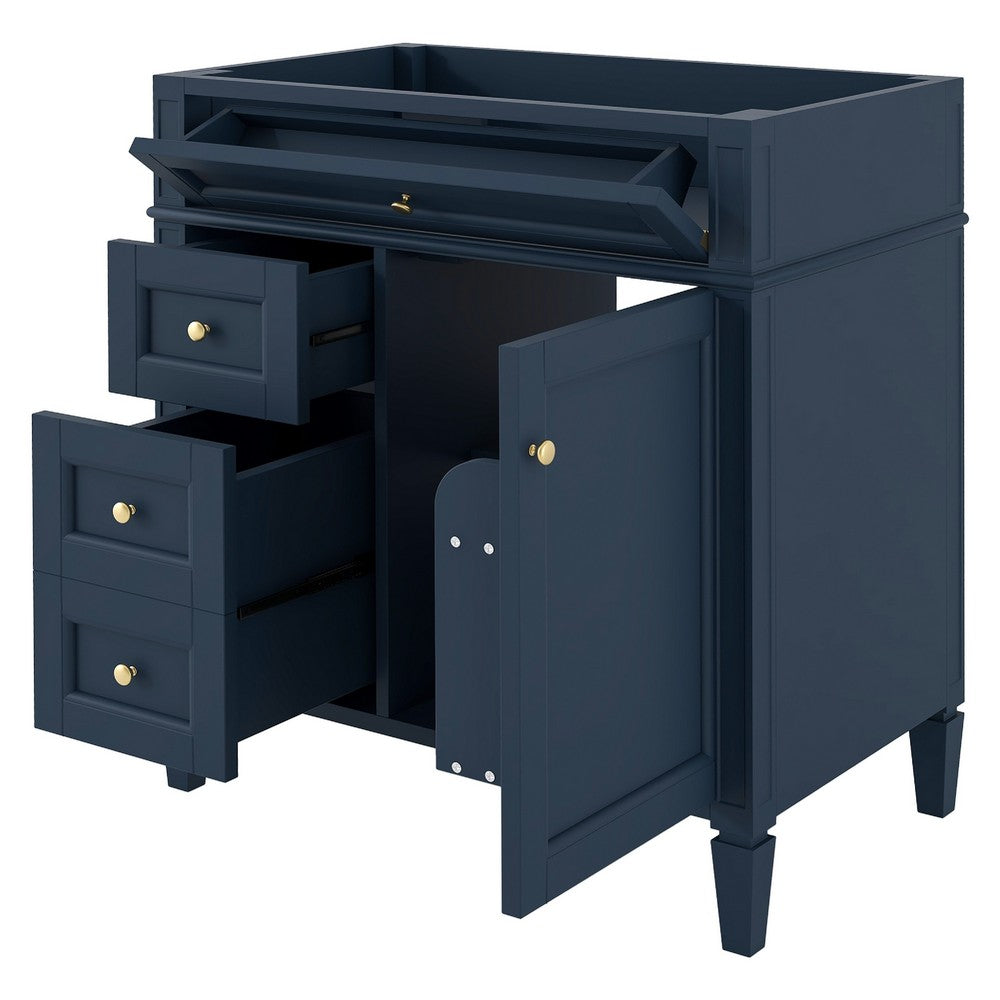 Zake Bathroom Vanity Cabinet with Tip-Out Drawers | Blue Wood 29"