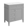 Asher Bathroom Vanity | Built In Ceramic Sink | Smart Storage | Gray 30"