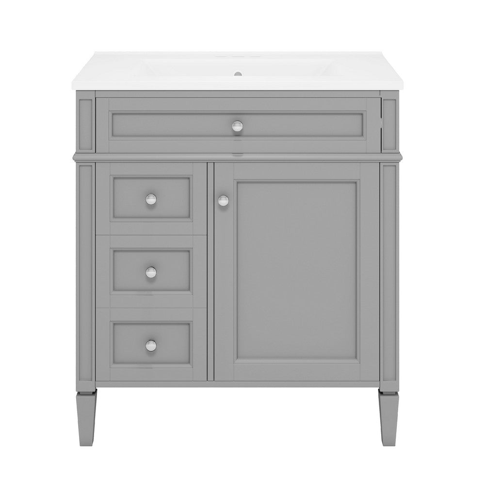 Asher Bathroom Vanity | Built In Ceramic Sink | Smart Storage | Gray 30"
