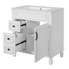 Castor Bathroom Vanity with Ceramic Sink | Drawers & Shelf | White Wood 30"