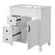 Castor Bathroom Vanity with Ceramic Sink | Drawers & Shelf | White Wood 30"