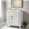 Castor Bathroom Vanity with Ceramic Sink | Drawers & Shelf | White Wood 30"