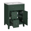 Ryla Bathroom Vanity with Ceramic Basin | 2 Drawers | 1 Door | Green 24"