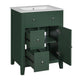 Ryla Bathroom Vanity with Ceramic Basin | 2 Drawers | 1 Door | Green 24"