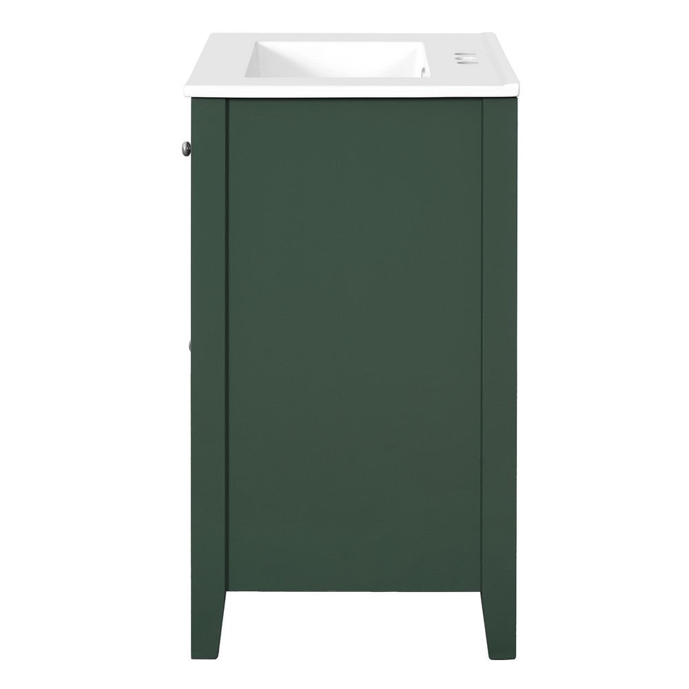 Ryla Bathroom Vanity with Ceramic Basin | 2 Drawers | 1 Door | Green 24"