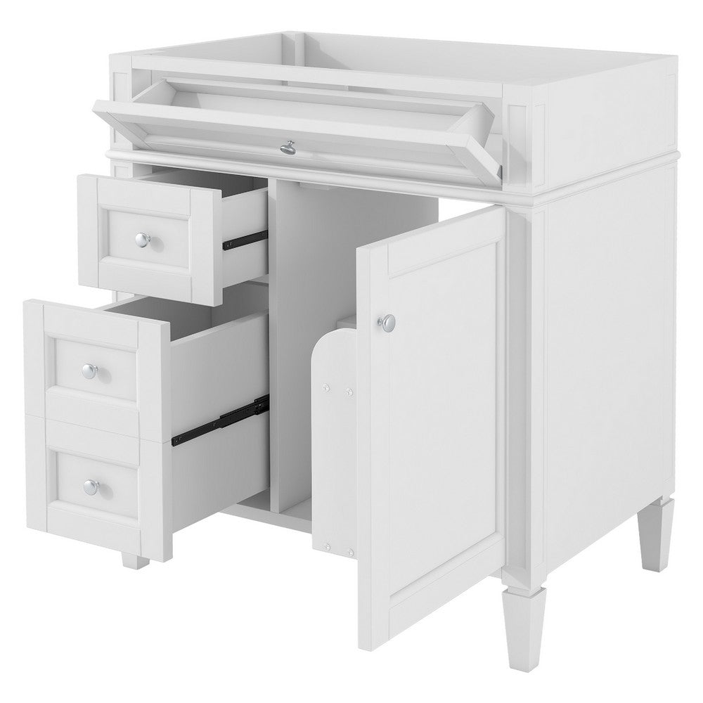 Zake Bathroom Vanity Cabinet with Tip-Out Drawers | White Wood 29"