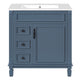 Castor Bathroom Vanity with Ceramic Sink | Drawers & Shelf | Blue Wood 30"