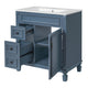 Castor Bathroom Vanity with Ceramic Sink | Drawers & Shelf | Blue Wood 30"