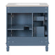 Castor Bathroom Vanity with Ceramic Sink | Drawers & Shelf | Blue Wood 30"