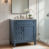 Castor Bathroom Vanity with Ceramic Sink | Drawers & Shelf | Blue Wood 30"
