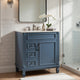 Castor Bathroom Vanity with Ceramic Sink | Drawers & Shelf | Blue Wood 30"