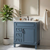 Castor Bathroom Vanity with Ceramic Sink | Drawers & Shelf | Blue Wood 30"