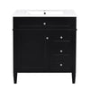 Roze Bathroom Vanity Cabinet with Ceramic Sink | 3 Drawer Black Wood 30"