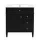 Roze Bathroom Vanity Cabinet with Ceramic Sink | 3 Drawer Black Wood 30"