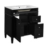 Roze Bathroom Vanity Cabinet with Ceramic Sink | 3 Drawer Black Wood 30"