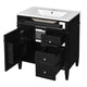 Roze Bathroom Vanity Cabinet with Ceramic Sink | 3 Drawer Black Wood 30"