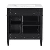 Roze Bathroom Vanity Cabinet with Ceramic Sink | 3 Drawer Black Wood 30"