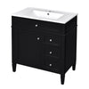 Roze Bathroom Vanity Cabinet with Ceramic Sink | 3 Drawer Black Wood 30"