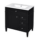 Roze Bathroom Vanity Cabinet with Ceramic Sink | 3 Drawer Black Wood 30"