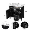 Roze Bathroom Vanity Cabinet with Ceramic Sink | 3 Drawer Black Wood 30"