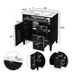 Roze Bathroom Vanity Cabinet with Ceramic Sink | 3 Drawer Black Wood 30"