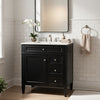 Roze Bathroom Vanity Cabinet with Ceramic Sink | 3 Drawer Black Wood 30"