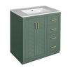 Sarba Bathroom Cabinet Vanity w Ceramic Sink | Gold Metal Green Wood 30"