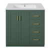 Sarba Bathroom Cabinet Vanity w Ceramic Sink | Gold Metal Green Wood 30"
