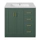 Sarba Bathroom Cabinet Vanity w Ceramic Sink | Gold Metal Green Wood 30"