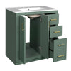 Sarba Bathroom Cabinet Vanity w Ceramic Sink | Gold Metal Green Wood 30"