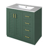 Sarba Bathroom Cabinet Vanity w Ceramic Sink | Gold Metal Green Wood 30"