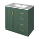 Sarba Bathroom Cabinet Vanity w Ceramic Sink | Gold Metal Green Wood 30"
