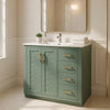 Sarba Bathroom Cabinet Vanity w Ceramic Sink | Gold Metal Green Wood 30"