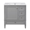 Cullen Ceramic Sink Bathroom Vanity Cabinet | 3 Drawers | Gray Wood 30"