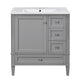 Cullen Ceramic Sink Bathroom Vanity Cabinet | 3 Drawers | Gray Wood 30"
