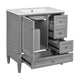 Cullen Ceramic Sink Bathroom Vanity Cabinet | 3 Drawers | Gray Wood 30"