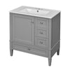 Cullen Ceramic Sink Bathroom Vanity Cabinet | 3 Drawers | Gray Wood 30"