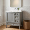 Cullen Ceramic Sink Bathroom Vanity Cabinet | 3 Drawers | Gray Wood 30"