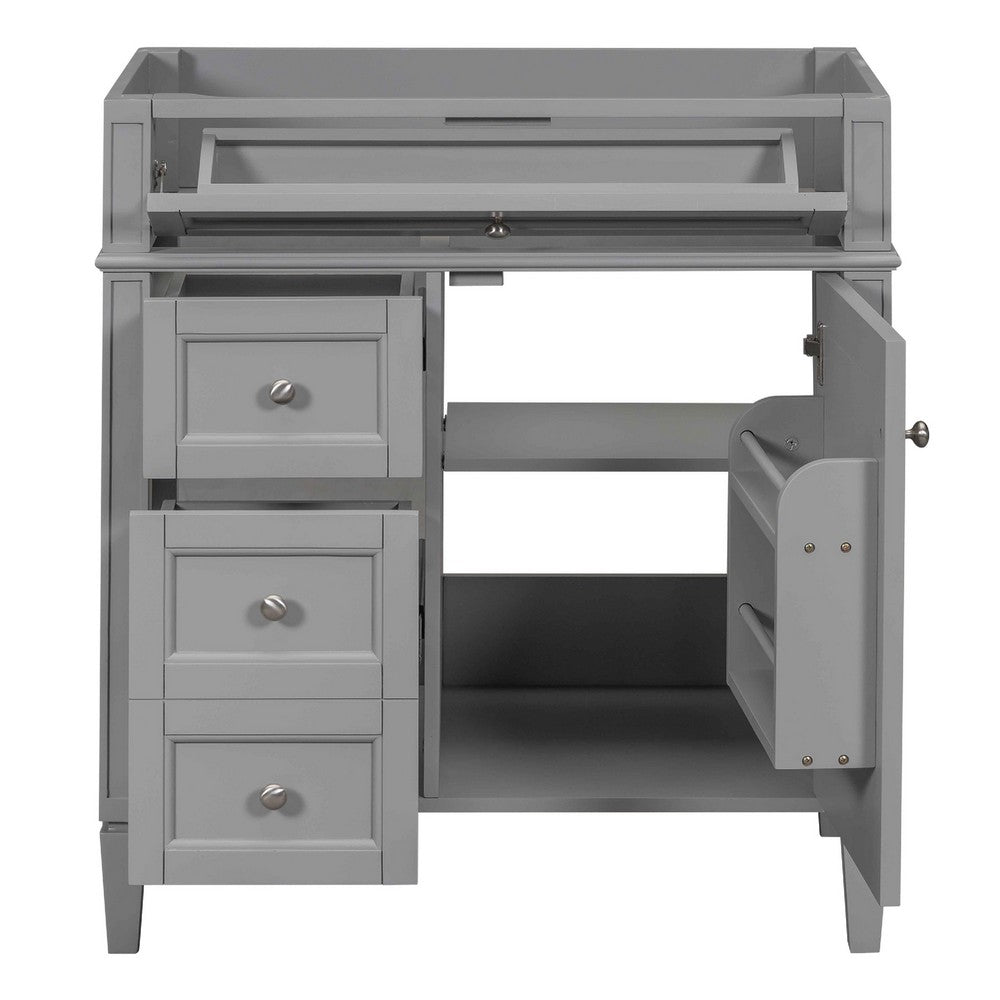 Zake Bathroom Vanity Cabinet with Tip-Out Drawers | Gray Wood 30"